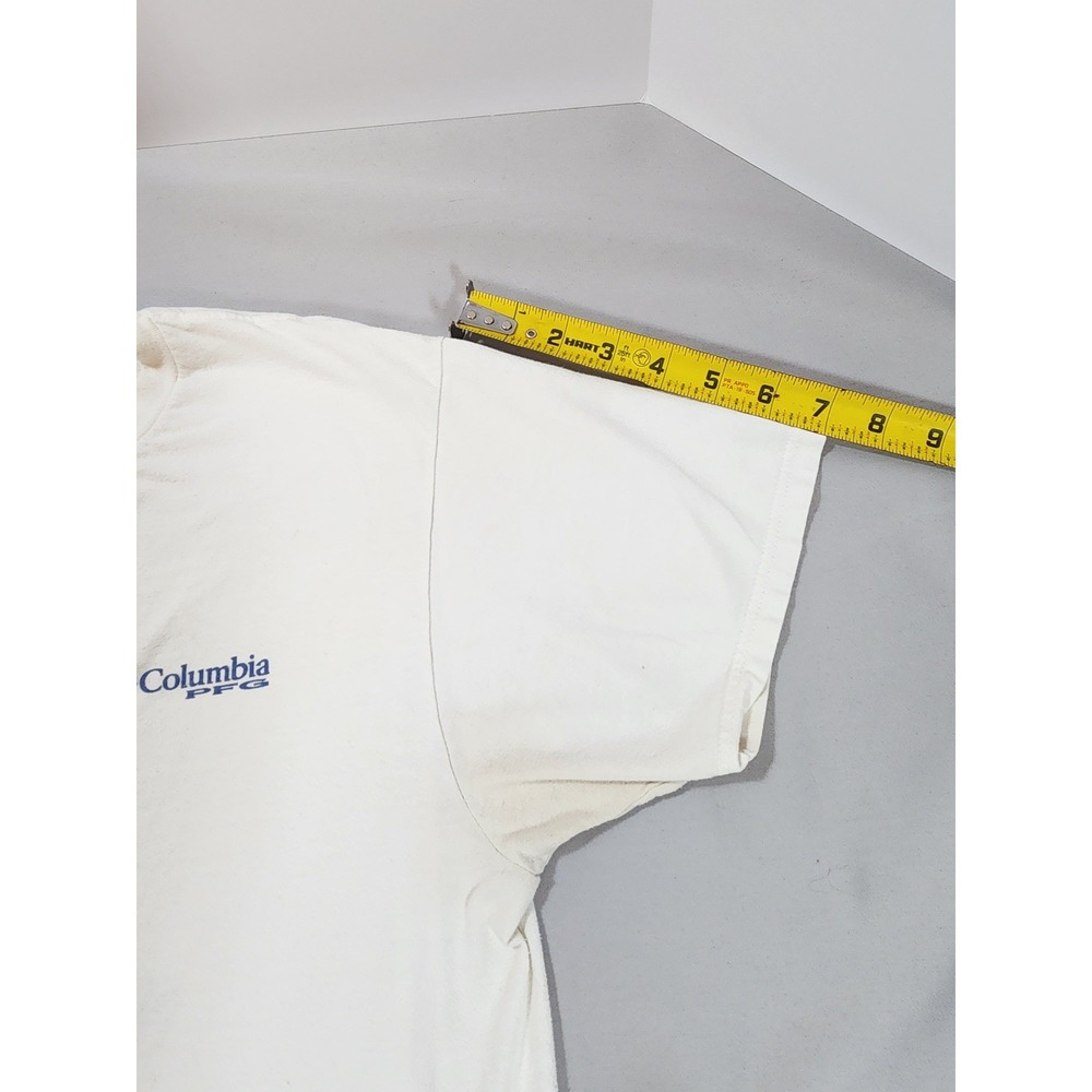 Columbia PFG Mens White Graphic T-Shirt Marlin American Flag Size Large - Picture 5 of 10